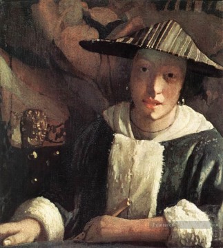  baroque peintre - Jeune fille avec une flûte baroque Johannes Vermeer